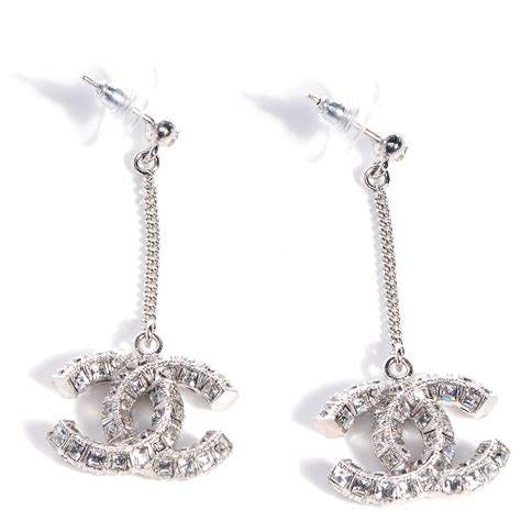 chanel silver cc dangle chain earring|chanel earrings size guide.